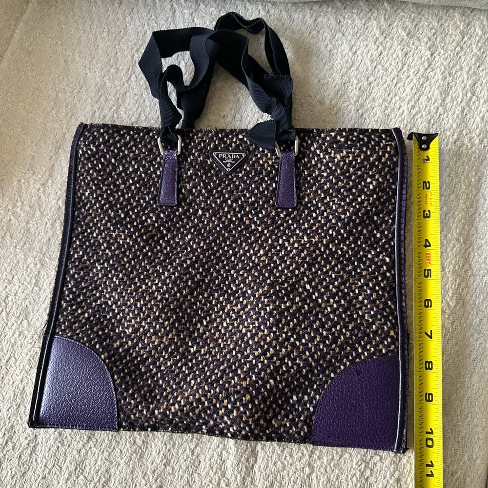 Prada Woven Tote in Purple and Black
